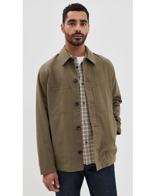 Vince Brown Slub Cotton Linen Utility Chore Jacket for men