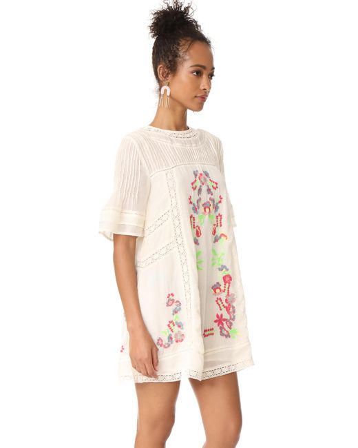 Free People Perfectly Victorian Embroidered Mini Dress in White Lyst