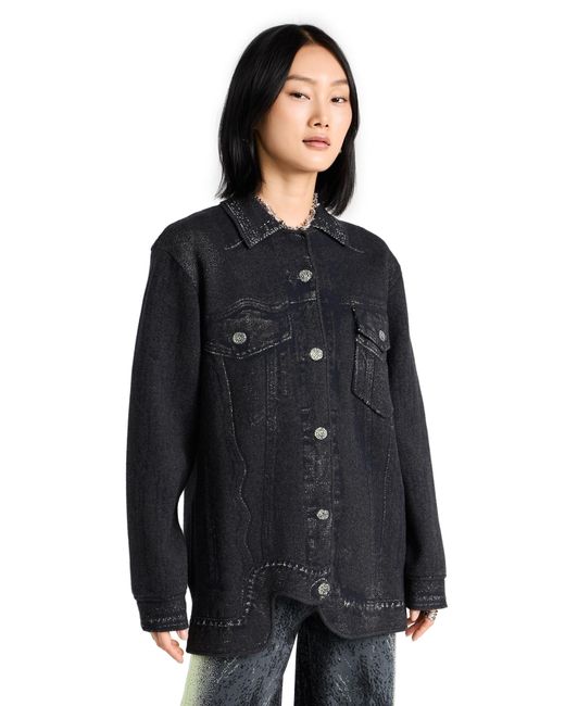 Ph5 Black Hana Denim Print Overized Jacket