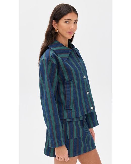 The Tiny Big Sister Blue Boxy Striped Jacket