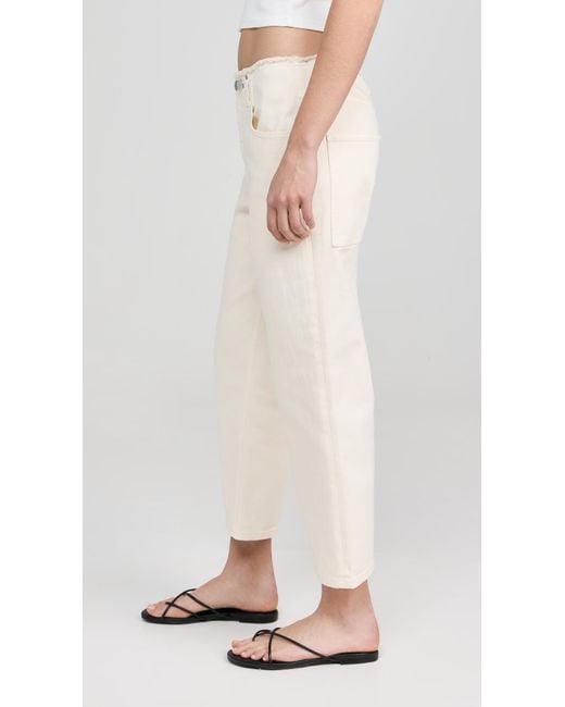 Tibi White Garment Dyed Stretch Twill Cropped Newman Jeans