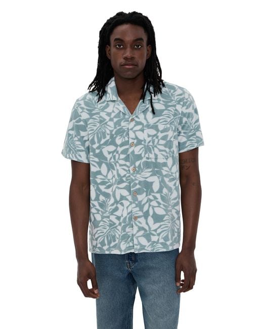 Faherty Brand Blue Cabana Towel Terry Shirt for men