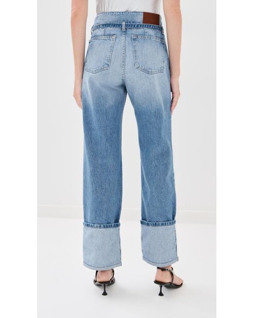 Brandon Maxwell Blue The Alexa Cuffed Jean With Combo Waistband