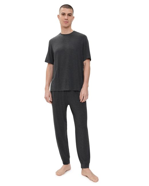 Eberjey Black Henry Modal Short Sleeve & Pant Pj Set for men