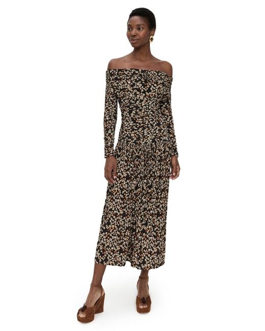 Farm Rio Multicolor Tiny Flowers Long Sleeve Maxi Dress