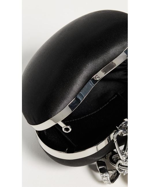 Self-Portrait Black Satin Top Handle Heart Clutch