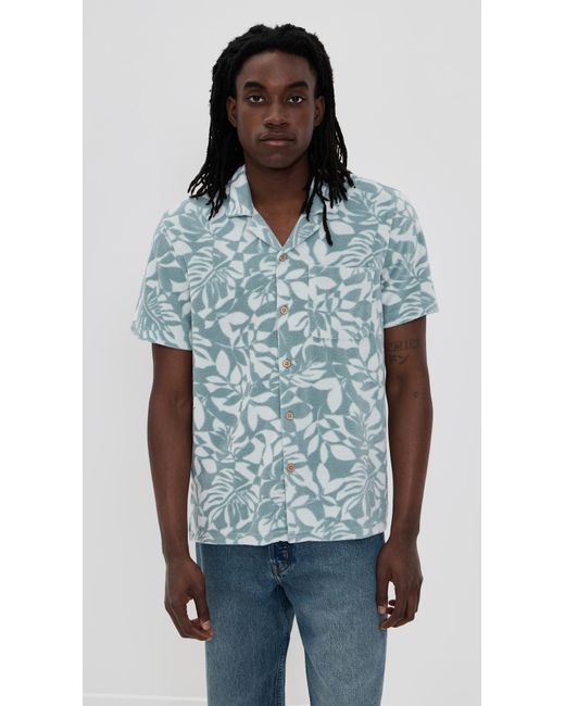 Faherty Brand Blue Cabana Towel Terry Shirt for men