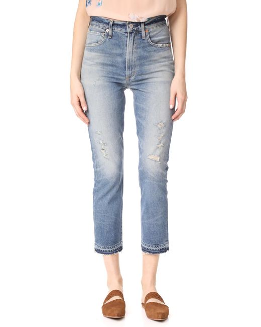 Citizens of Humanity Blue Dree Crop High Rise Slim Straight Jeans