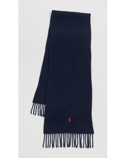 Polo Ralph Lauren Blue Solid Recycled Wool Scarf