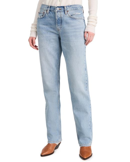 Re/done Blue Easy Straight Jeans