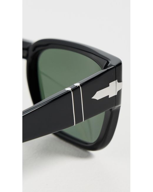Persol Black Sartoria Rectangular Sunglasses for men