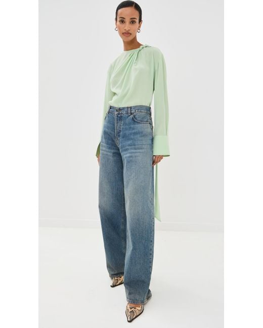 Victoria Beckham Green Twist Detail Scarf Top