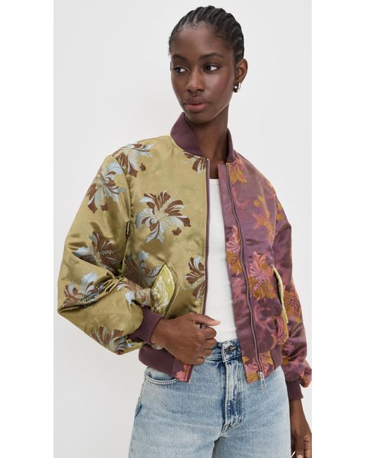 ALÉMAIS Red Adriana Jacquard Bomber Jacket