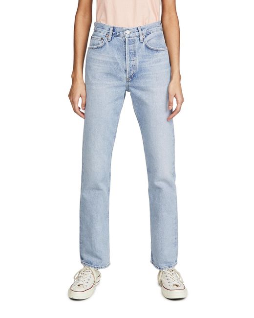 Agolde Blue Lana Mid Rise Vintage Straight Jeans