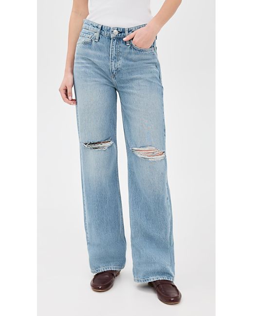 Rag & Bone Blue Logan Mid-Rise Wide Leg Jeans