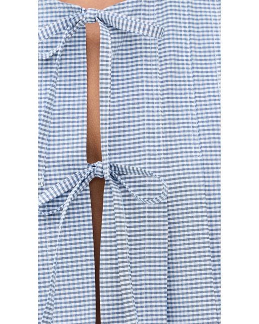 ALIGNE Blue Tally Gingham Tie Top