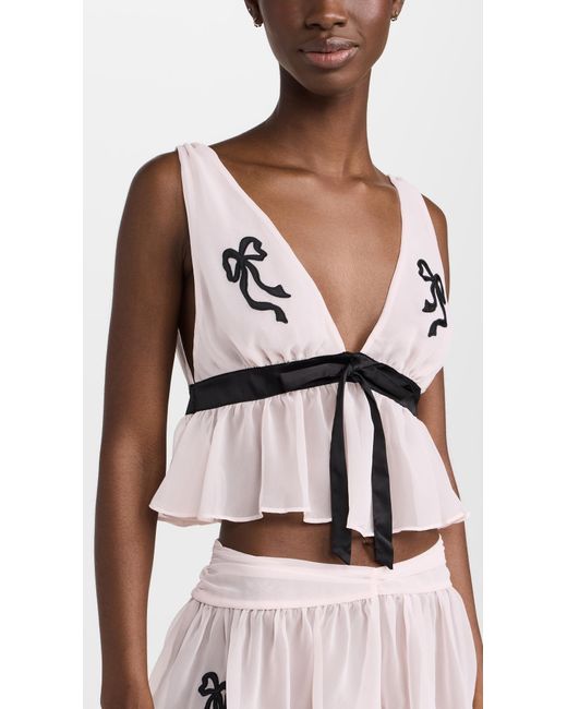 For Love & Lemons Black Catalina Sleep Top