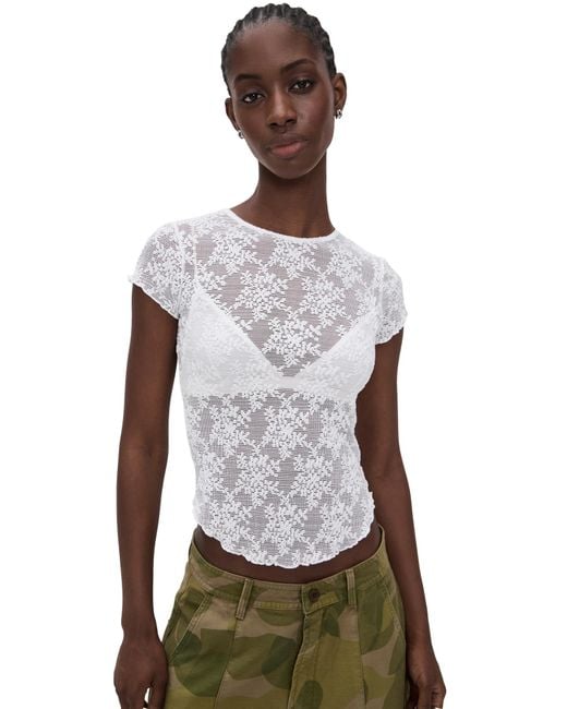 Free People Black Ready To Go Lace Tee