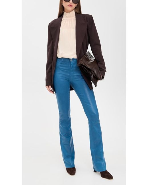 L'Agence Blue Ruth Raw Hem Straight Jeans