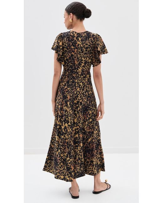 Ulla Johnson Multicolor Blithe Flutter Sleeve Midi Dress