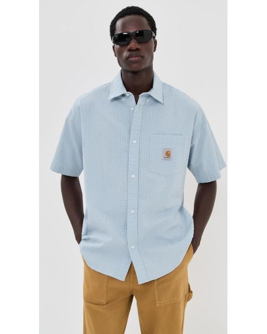 Carhartt Blue Short Sleeve Toland Shirt for men