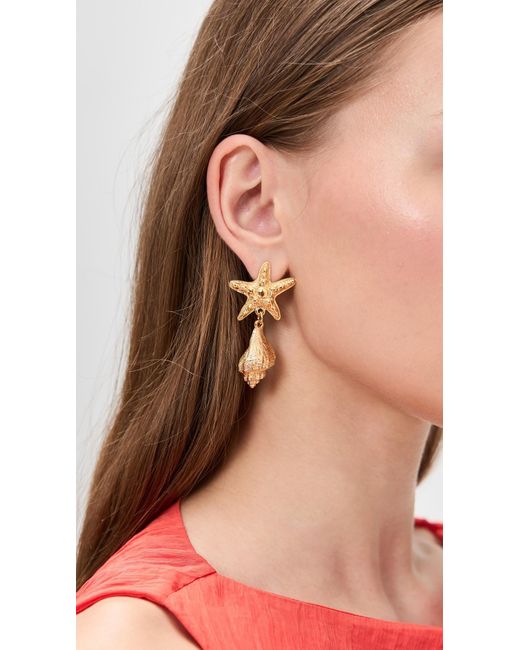Mayamar Metallic Starfish Seashell Earrings