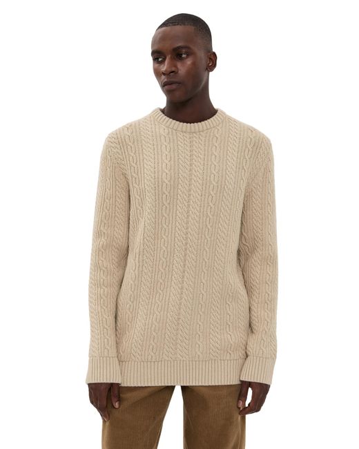 Barbour Natural Lowfen Cable Crew for men