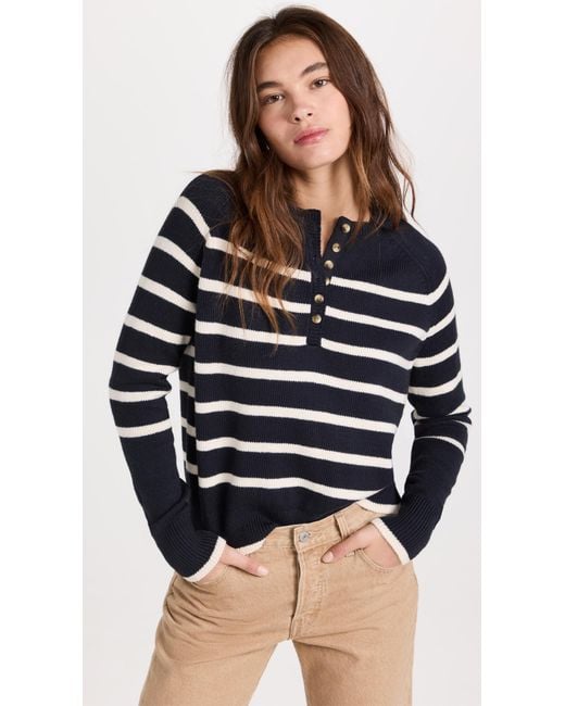 Faherty Cozy Cotton Henley Sweater in Navy Natural Stripe (Black) Lyst
