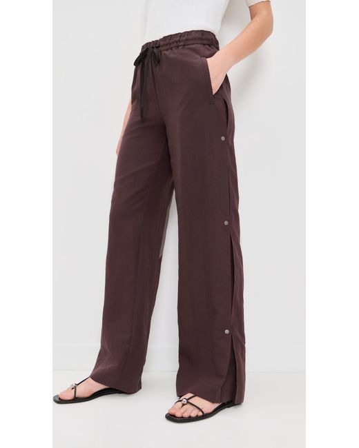 Vince Brown Mid Rise Side Snap Pull On Pants
