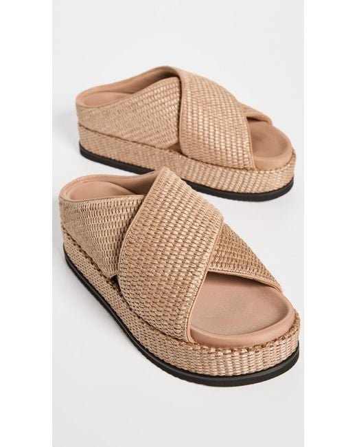 Roam Natural Cross Stack Raffia Platform Slides