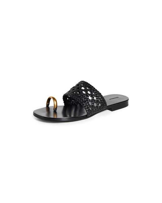 Jonathan Simkhai Ariana Woven Leather Sandals With Metal Toe Ring in ...