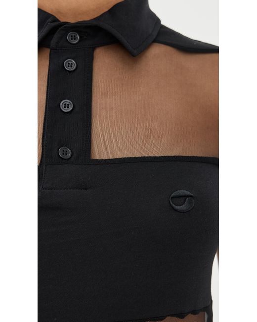 Coperni Black Striped Sheer Polo Top