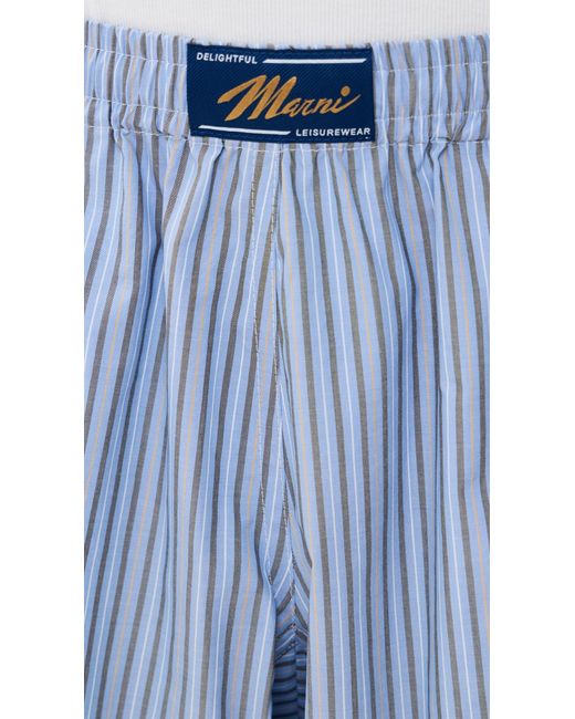 Marni Blue Striped Pull On Shorts 7.75 for men