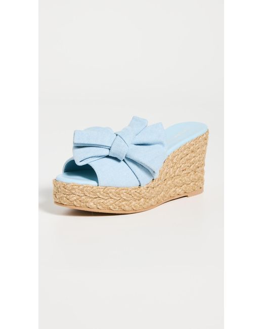 Stuart Weitzman Loveknot Espadrille Wedge Slides in Blue Lyst