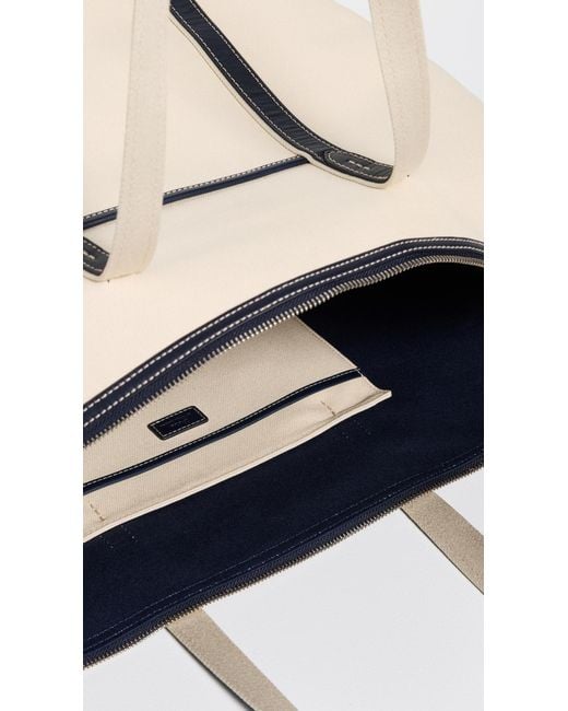 Polo Ralph Lauren White Leather Trim Canvas Large Shopper Tote