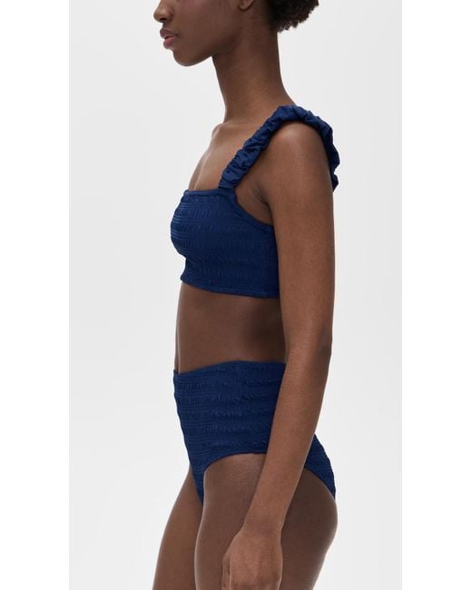 Sea Blue Shyla Solid Smocked Bikini Top
