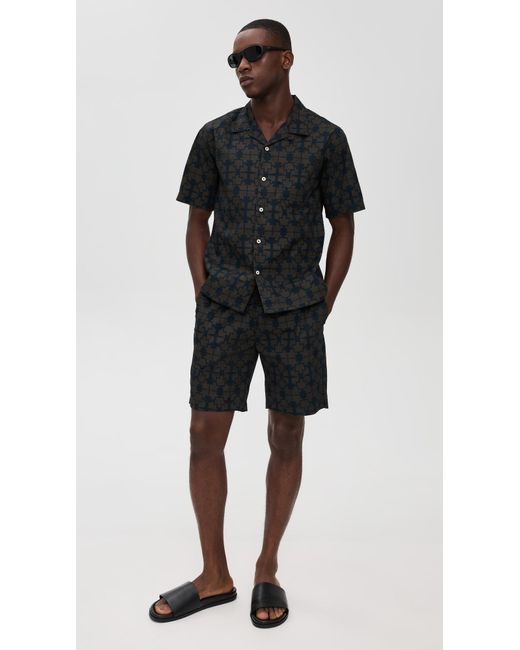 Universal Works Black Printed Simple Shorts for men