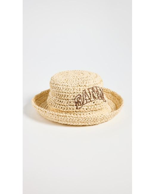 Ganni White Summer Straw Hat