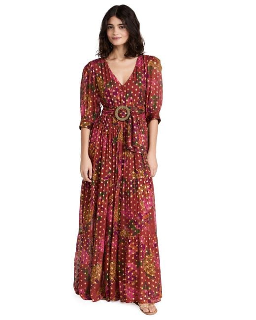 FARM Rio Banana Flowers Maxi Dress in Red | Lyst