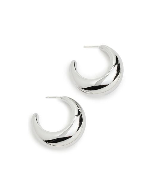 By Adina Eden White Solid Graduated Dome Open Hoop Earrings