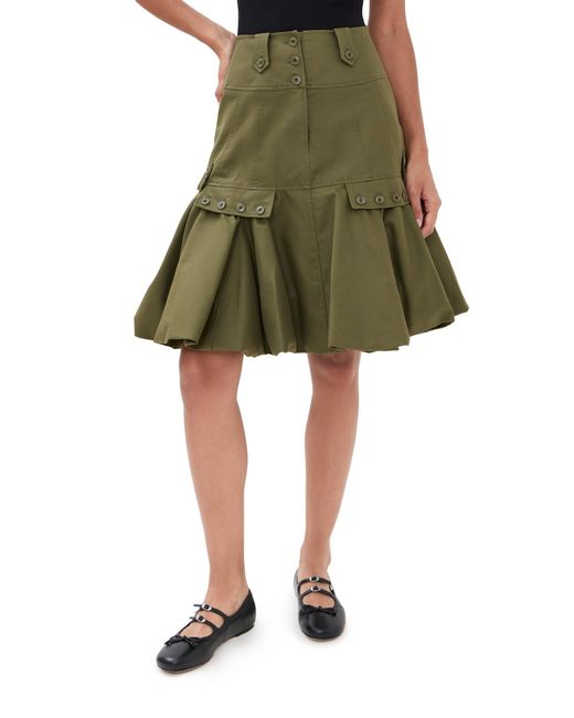 ROKH Green Puff Hem Skirt