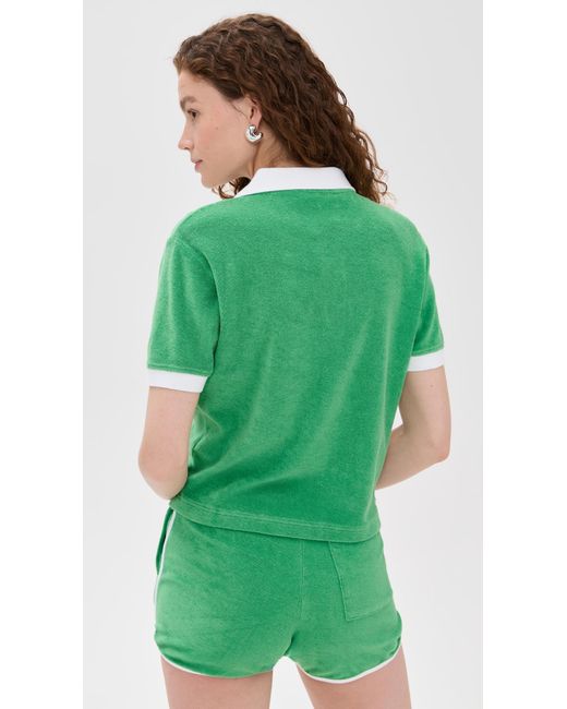 Sporty & Rich Green Italic Logo Terry Polo