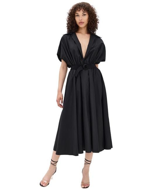 Norma Kamali Belted Flared Midi Shirt Dress in Black | Lyst Canada Norma Kamali Belted Flared Midi Shirt Dress in Black | Lyst Canada