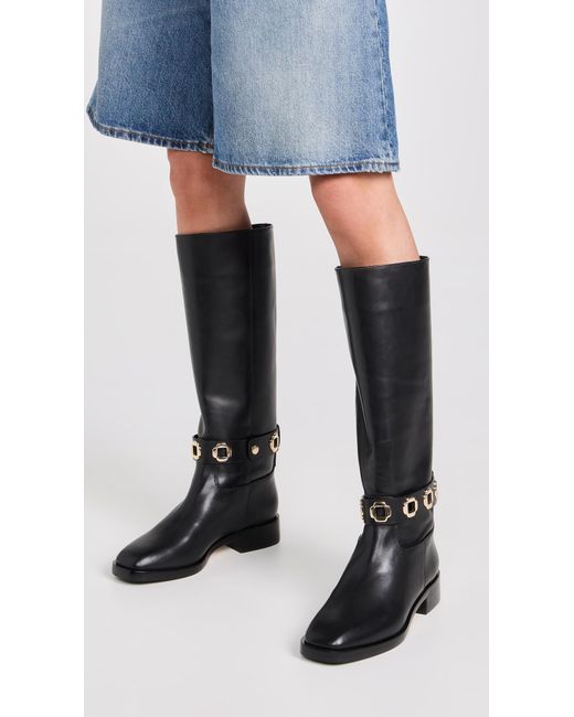 Larroude Black Milan Flat Riding Boots