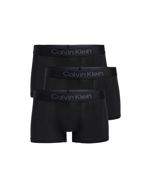 Calvin Klein Black Modern Modal 3-Pack Trunks for men