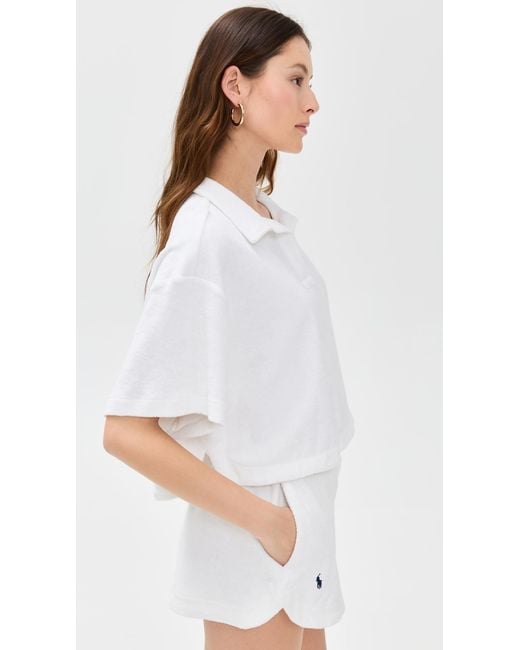 Polo Ralph Lauren White Terry Collar Shirt & Shorts Set