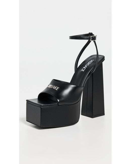 Versace Black Calf Leather Sandals