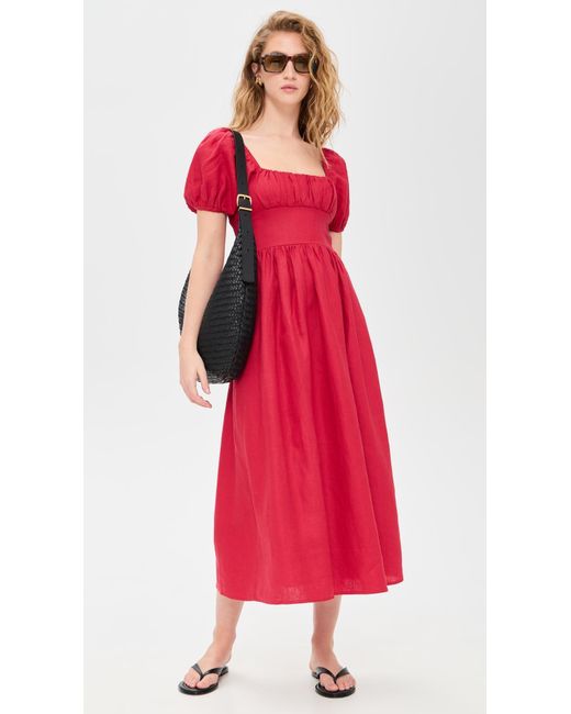 Faithfull The Brand Red Dalia Midi Dress