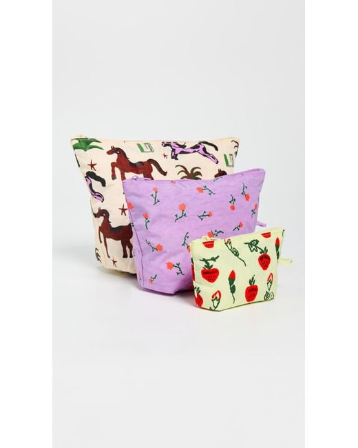 Baggu Pink Go Pouch Set