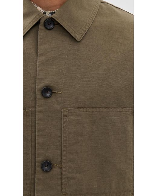 Vince Brown Slub Cotton Linen Utility Chore Jacket for men